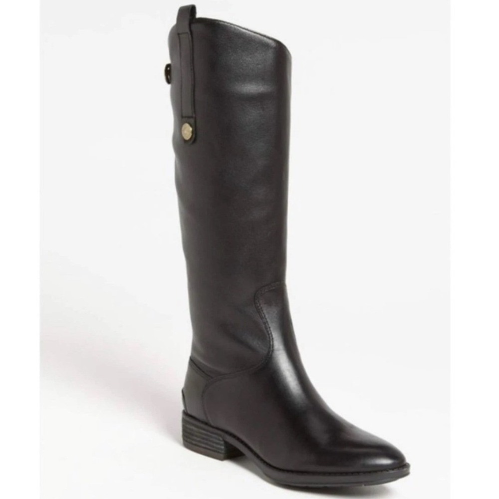 Sam Edelman‎ Penny Riding Boots Womens 8.5M Black Leather Wide Calf